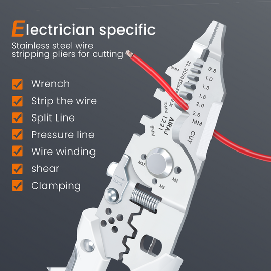 Multi-Function Wire Stripper and Cutter – 10-in-1 Electrical Tool with Wire Cutting, Stripping, Crimping & Screw Functions