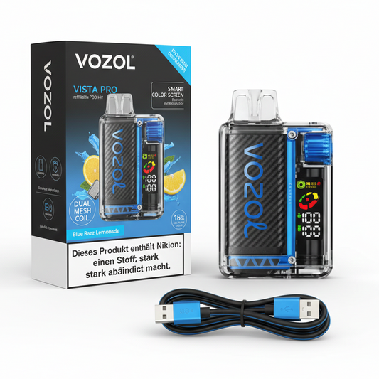 Vozol Refillable Vape Kit with Box, Charging Cable & Long-Lasting Battery (Random Flavour)